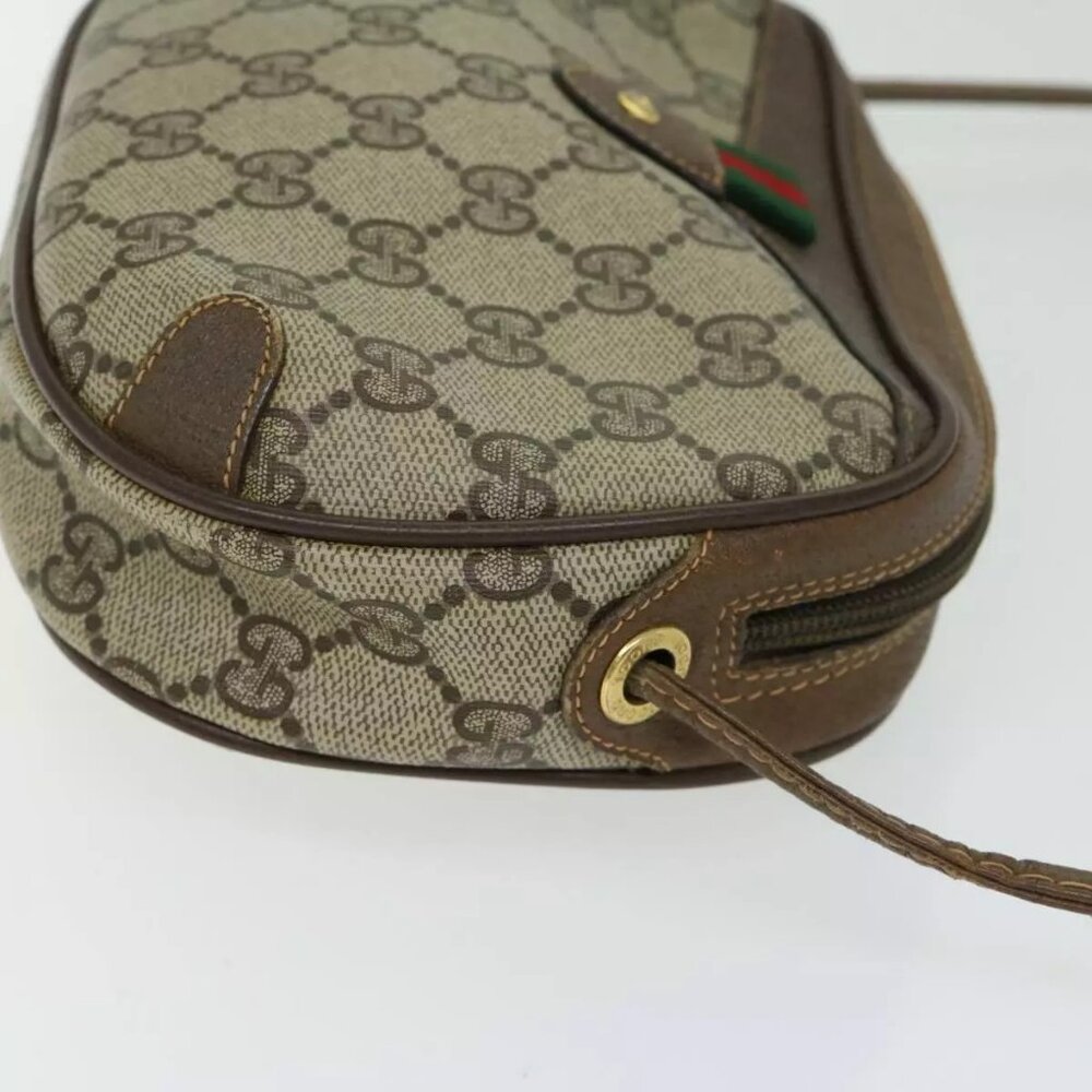 GUCCI GG Supreme Web Sherry Line Shoulder Bag PVC Beige authentic - Picture 12 of 15